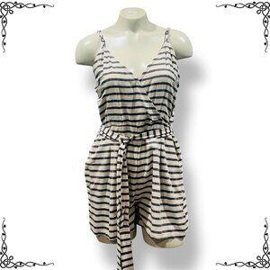 BILLABONG Faux Wrap Striped Romper with Pockets - Size M